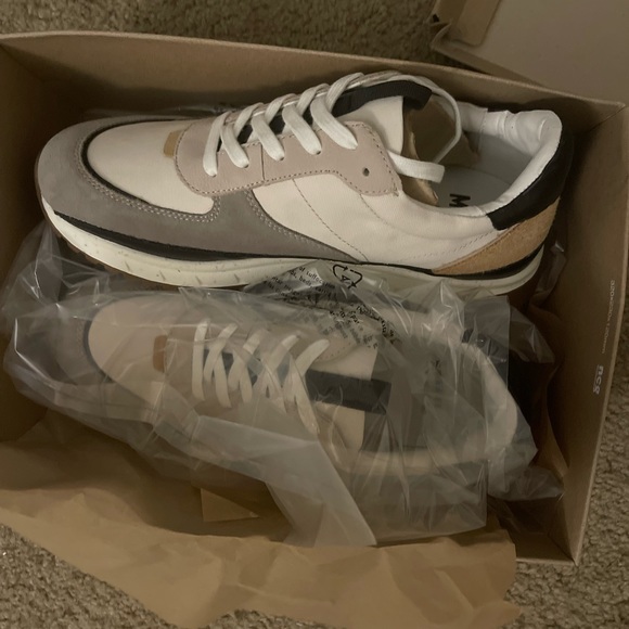 Madewell Shoes - Madewell White, Gray, Tan Leather & Suede Sneakers